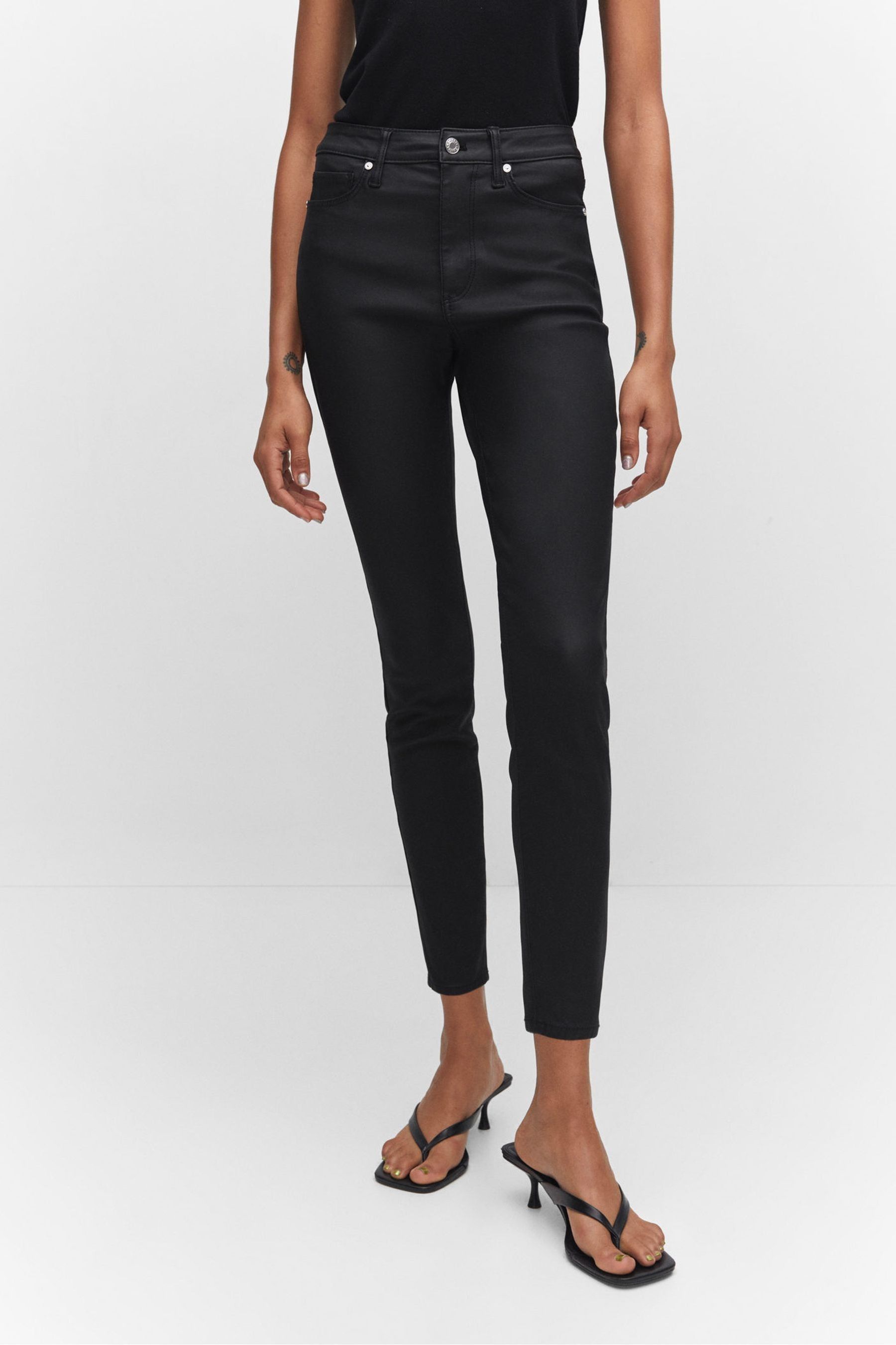 Buy Mango Waxed High Rise Skinny Black Jeans from the Next UK