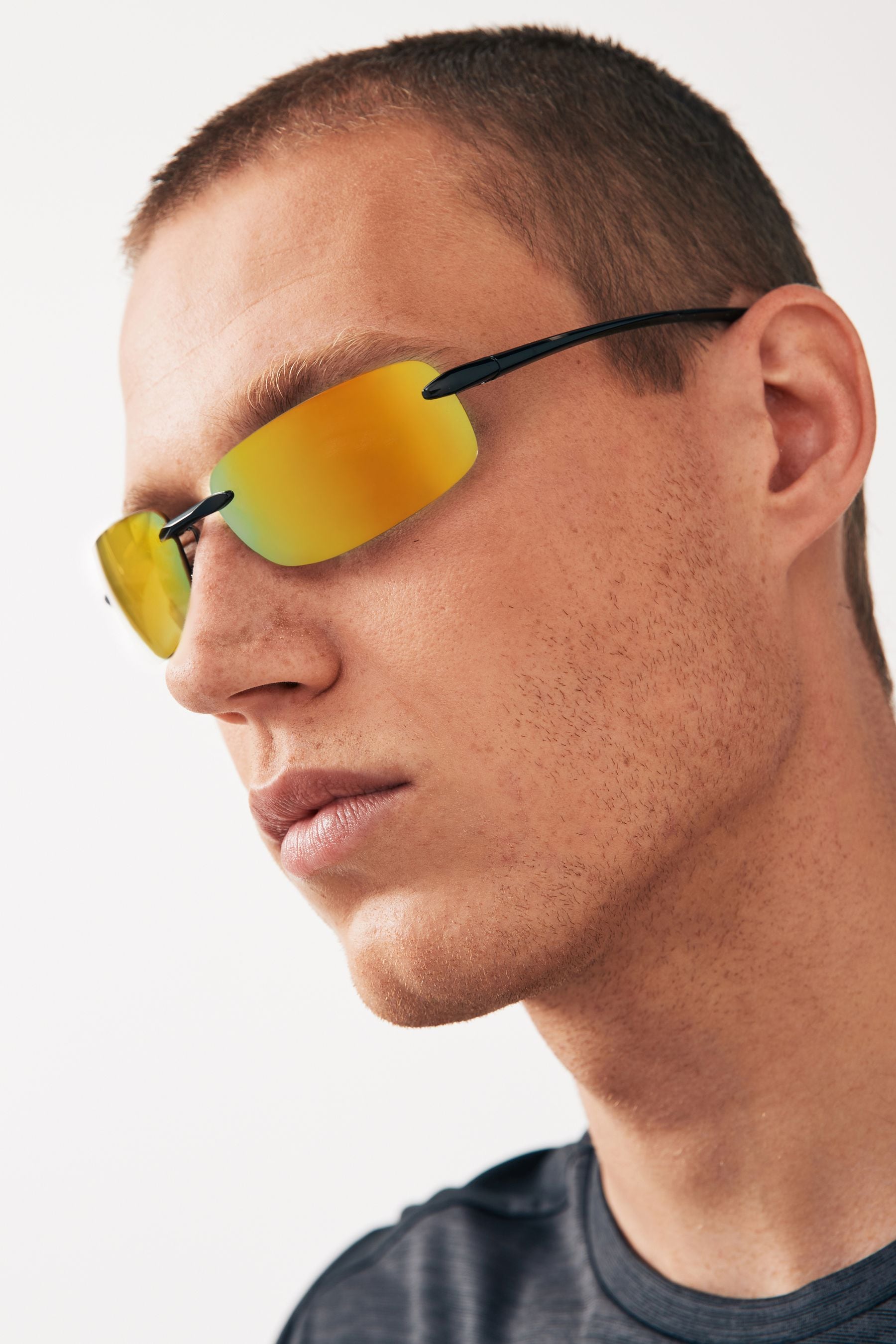 Black Sport Rimless Sunglasses
