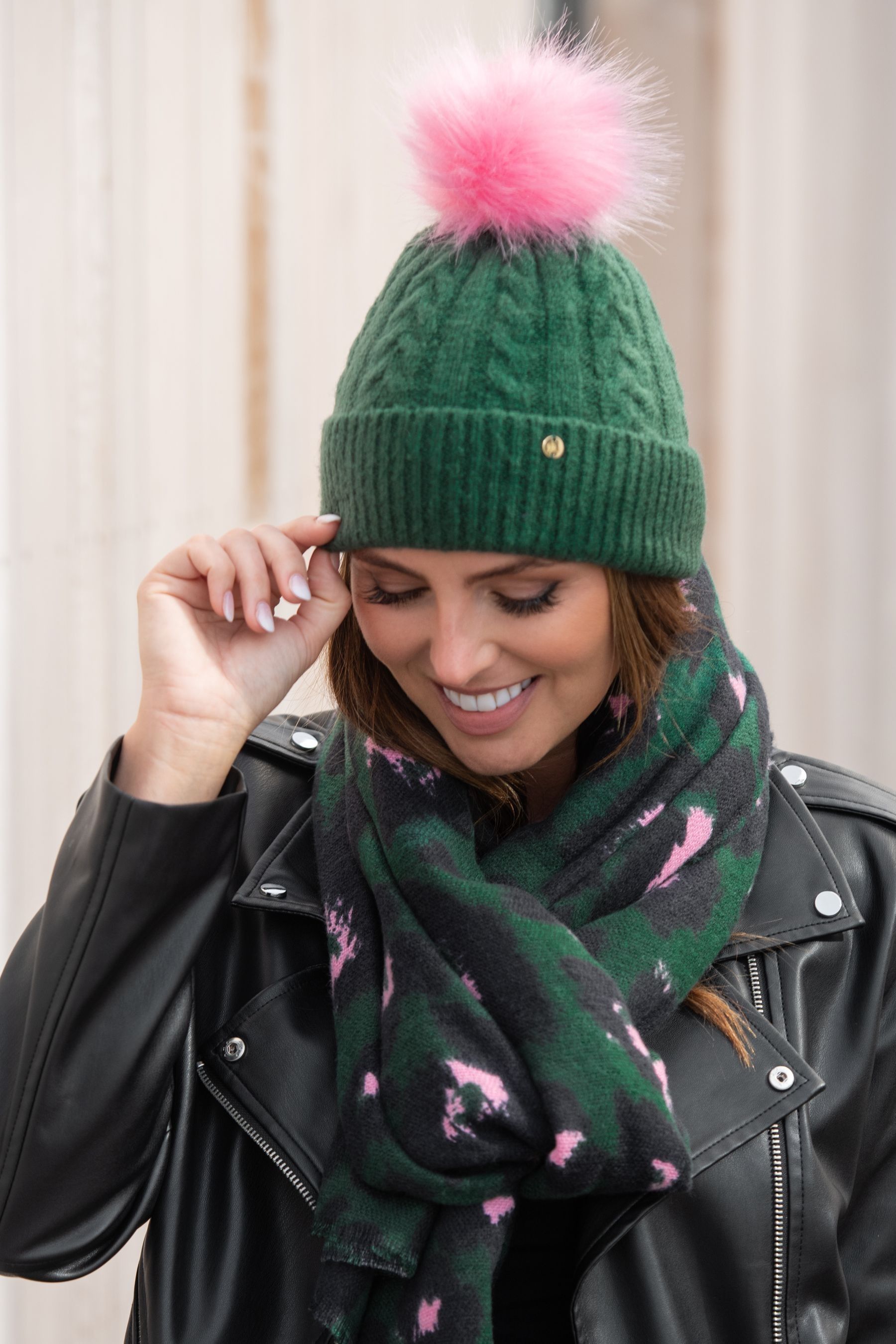 Green cable knit hat new arrivals