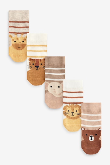 Brown/Cream Baby Socks 5 Pack (0mths-2yrs)