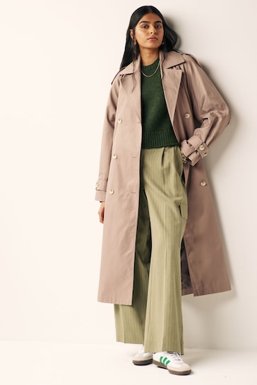 Neutral Shower Resistant Trench Coat