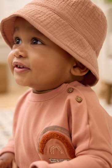 Tan Brown crinkle Baby Bucket Hat (0mths-2yrs)