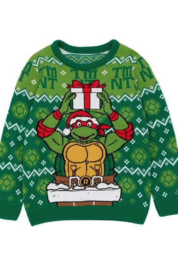Vanilla Underground Green Ninja Turtles Kids Christmas Jumper