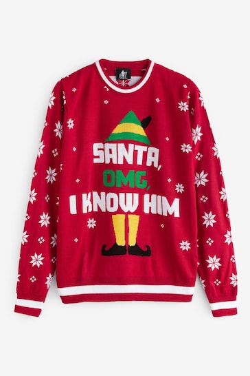 Vanilla Underground Red Buddy The Elf Mens Licensed Adult Knitted Christmas Jumper