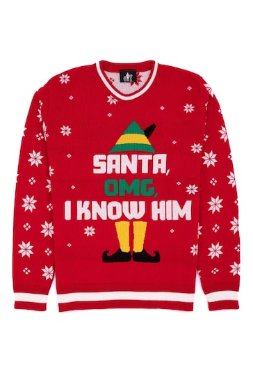 Vanilla Underground Red Buddy The Elf Mens Licensed Adult Knitted Christmas Jumper