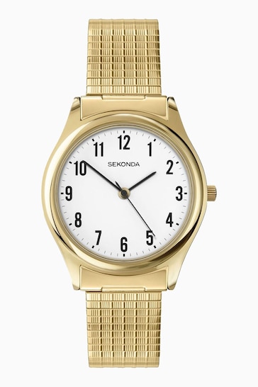 Sekonda Mens Evans Gold Expander Bracelet with White Dial Watch