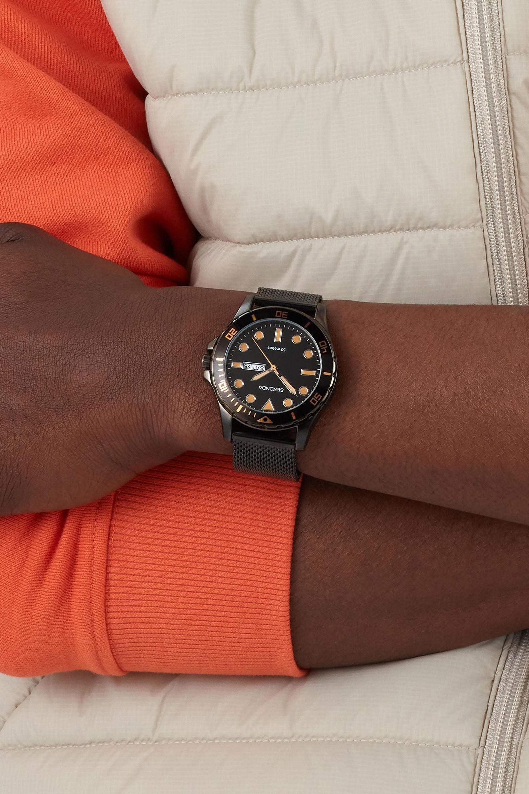 Sekonda gunmetal gents watch sales