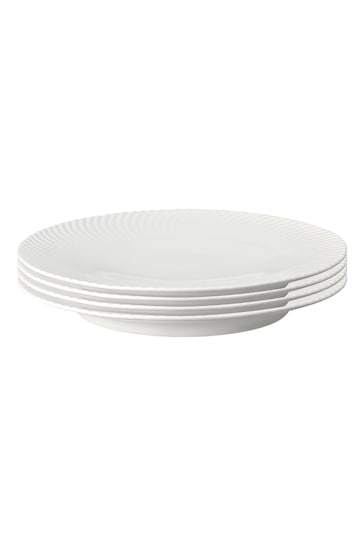 Denby White Porcelain Arc Set of 4 Dinner Plates