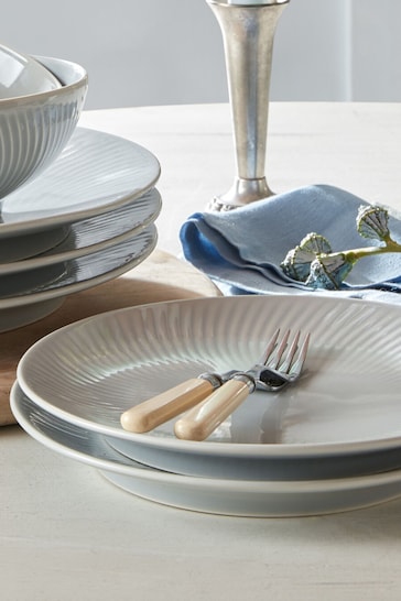 Denby Grey Porcelain Arc 12 Piece Dinnerware Set