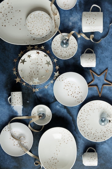 Denby White Porcelain Arc Stars Serving Bowl