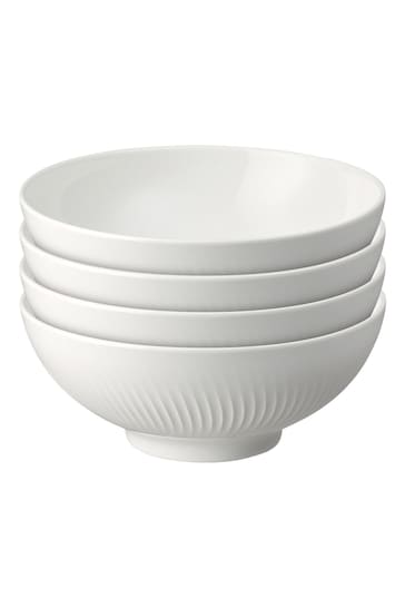 Denby White Porcelain Arc Set of 4 Cereal Bowls