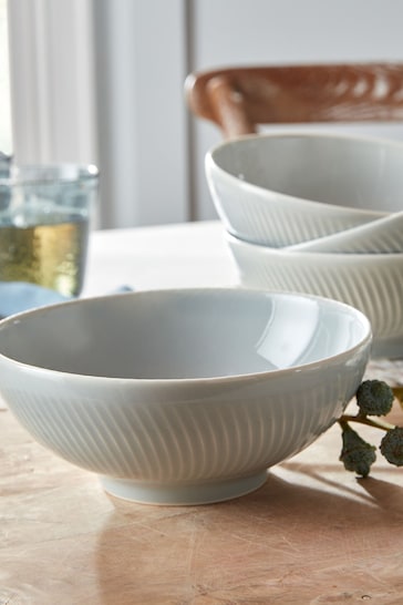 Denby Grey Porcelain Arc Set of 4 Cereal Bowls