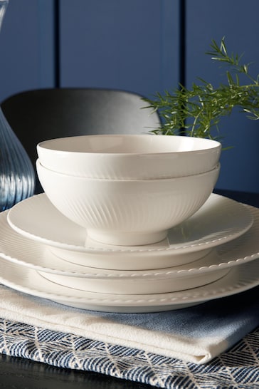 Denby White Porcelain Arc 12 Piece Dinnerware Set