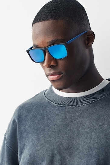 Blue Wayfarer Polarised Sunglasses