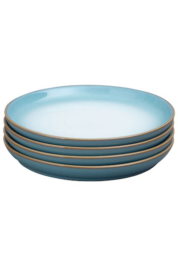 Denby Green Azure Haze Set of 4 Coupe Dinner Plates