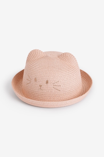 Pink Cat Straw Hat (3mths-6yrs)