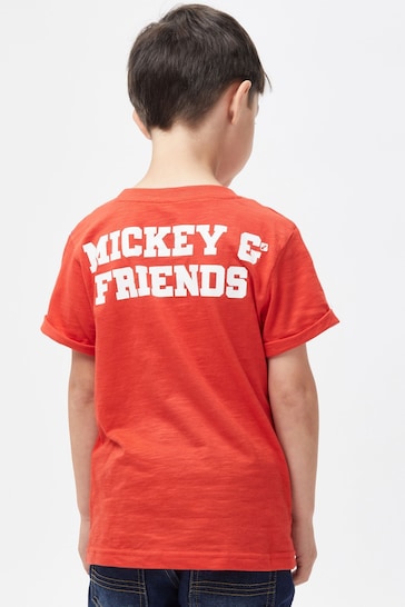 Character Red Mickey Mouse Donald & Goofy T-Shirt