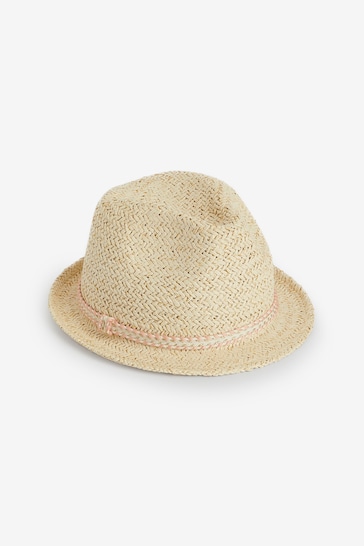 Natural Pink Trim Straw Hat (3mths-16yrs)