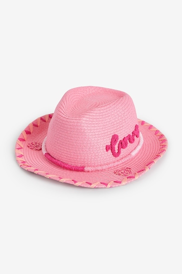 Pink Cowgirl Straw Hat (3-16yrs)