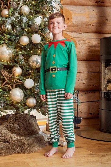 Threadboys Green Cotton Long Sleeve Christmas Pyjama Set