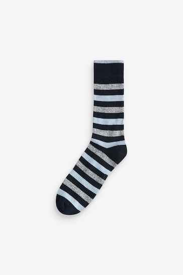 Navy Blue/Grey Colour Pop Stripe Pattern Socks 5 Pack