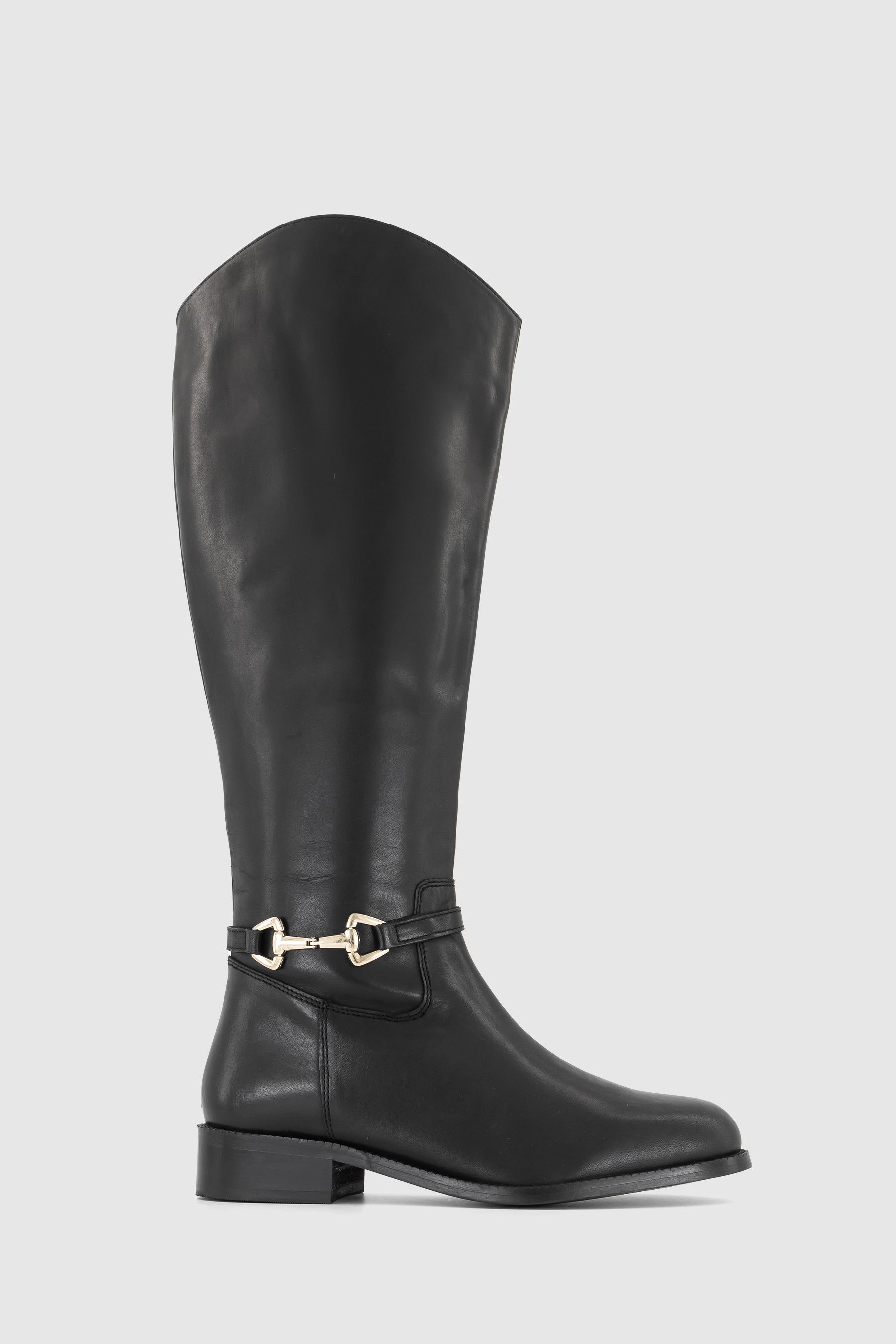 Office Black Office Kallie Leather Buckle Detail Knee High Black Boots