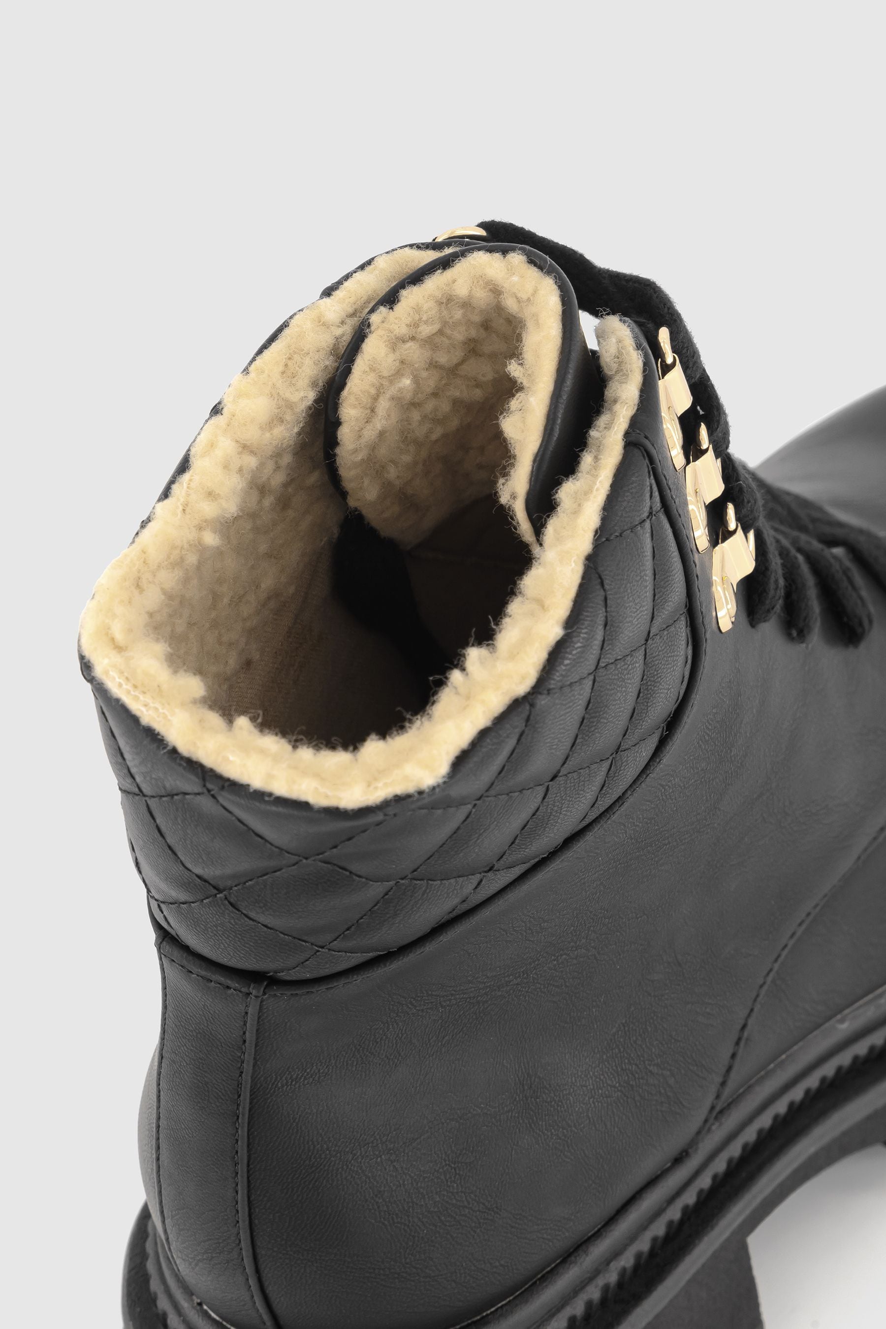 Buy Office Black Adventure Borg Cuff Laced Hiker Biker Boots from