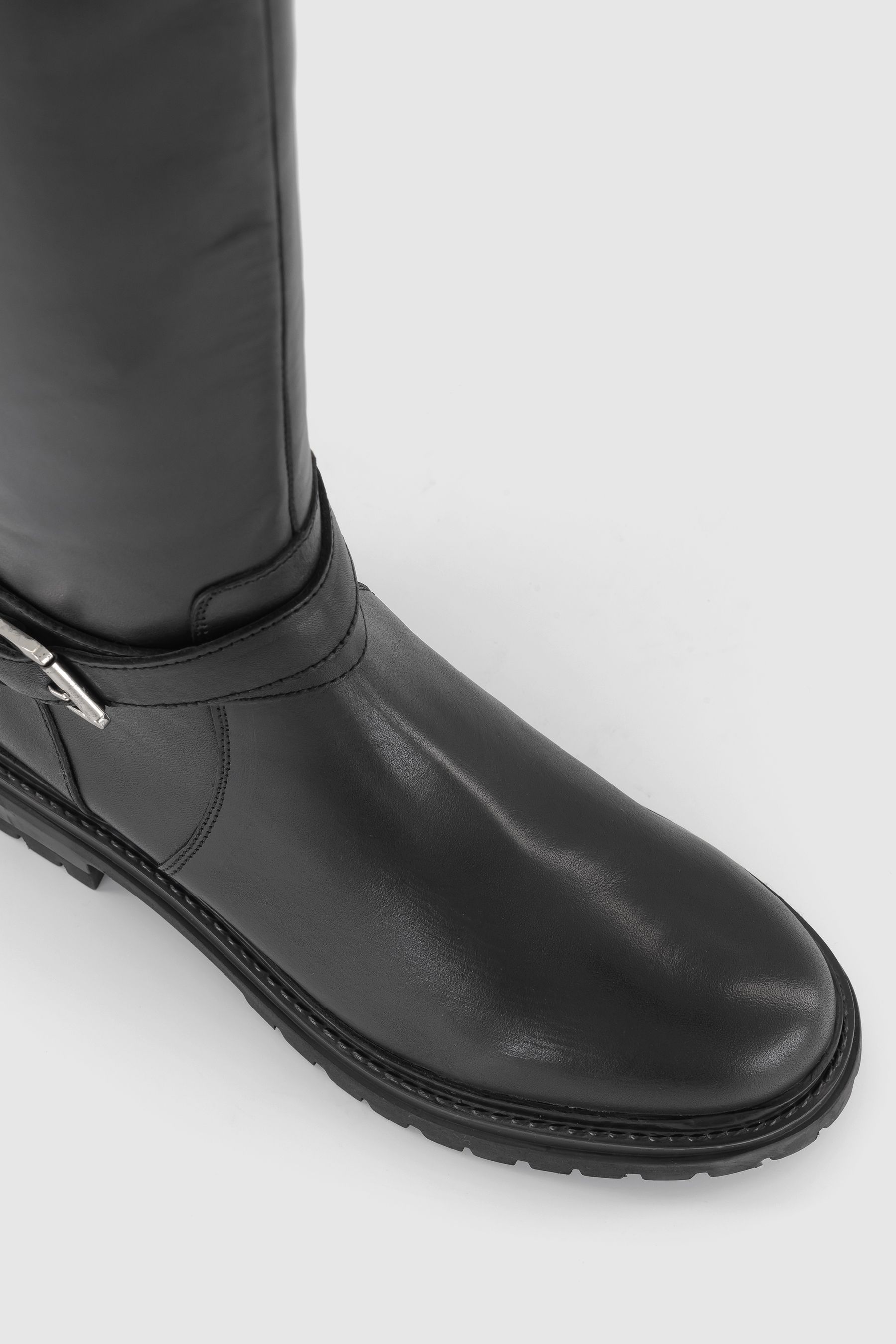 Office Black Leather Buckle Strap Krissy Knee High Rider Boots