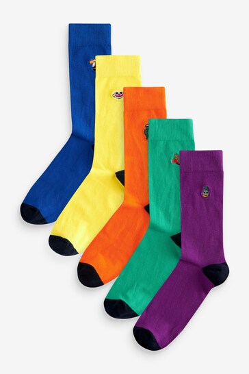 Bright Summer Fun Embroidered Socks 5 Pack