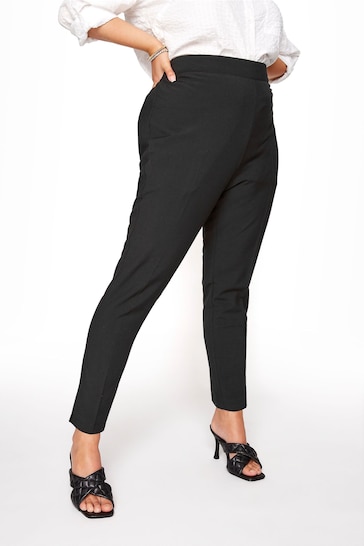 Yours Curve Black Elasticated Tapered Stretch Trousers