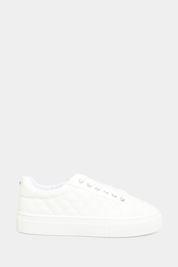 Yours Curve White Extra-Wide Fit Quilted Lace Up Trainers