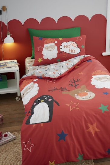 Bedlam Red Ho Ho Ho Reversible Duvet Cover Set