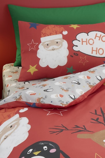 Bedlam Red Ho Ho Ho Reversible Duvet Cover Set