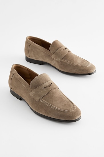 Taupe Brown Saddle Loafers