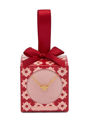 Estella Bartlett Gold Tone Christmas Bauble Featuring A Star Pendant With A Cubic Zirconia Chain