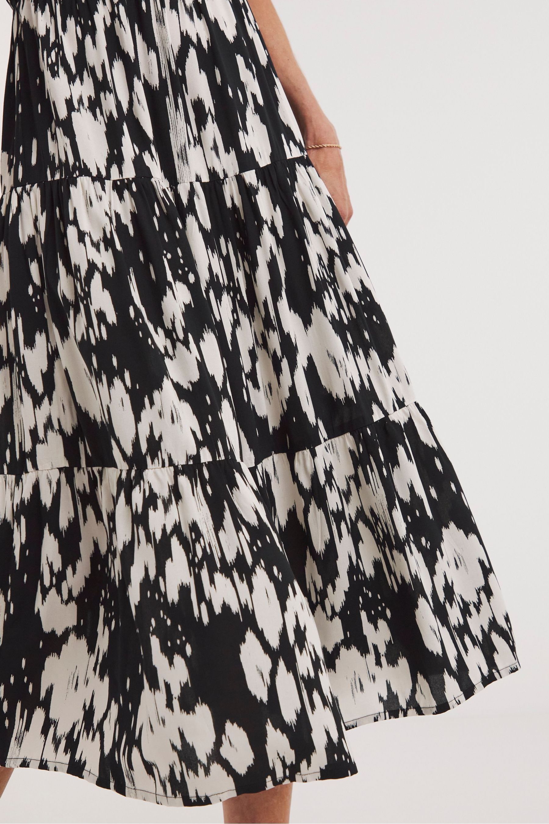 Buy JD Williams Black Mono Print Smock Dress With Collar from the