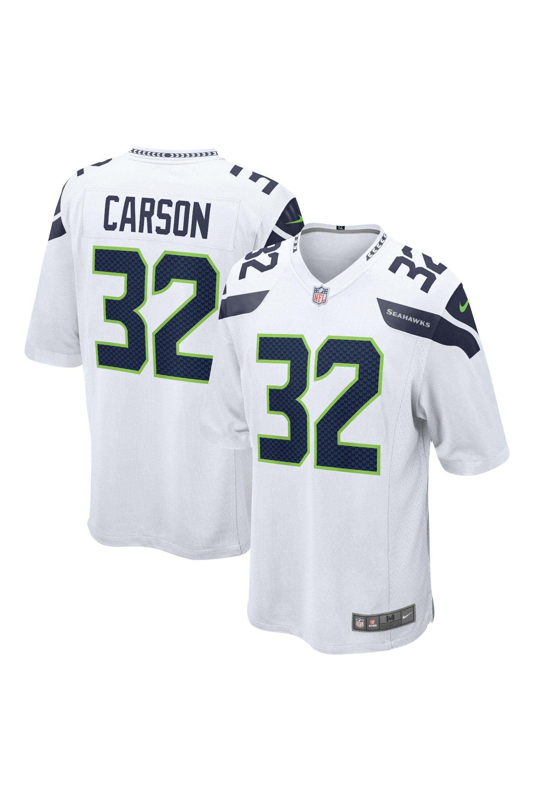 Buy Fanatics Seattle Seahawks Game Road White Jersey Chris Carson from the Next UK online shop