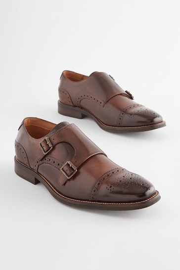 Brown Double Monk Shoes