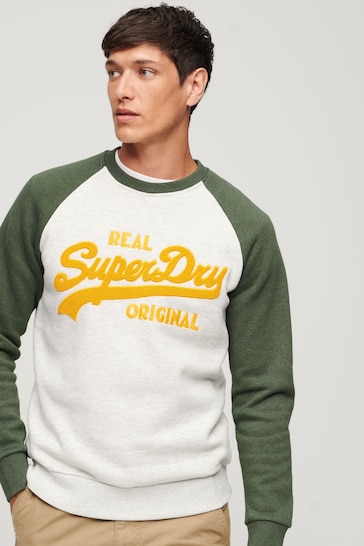 Superdry Green Athletic Vintage Logo Raglan Crew Sweatshirt