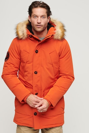 Superdry Orange Everest Faux Fur Hooded Parka Coat
