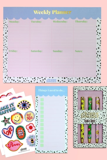Eleanor Bowmer Multi Weekly Desk Planner Pad With Vinyl Sickers And Pack Of 3 Pens