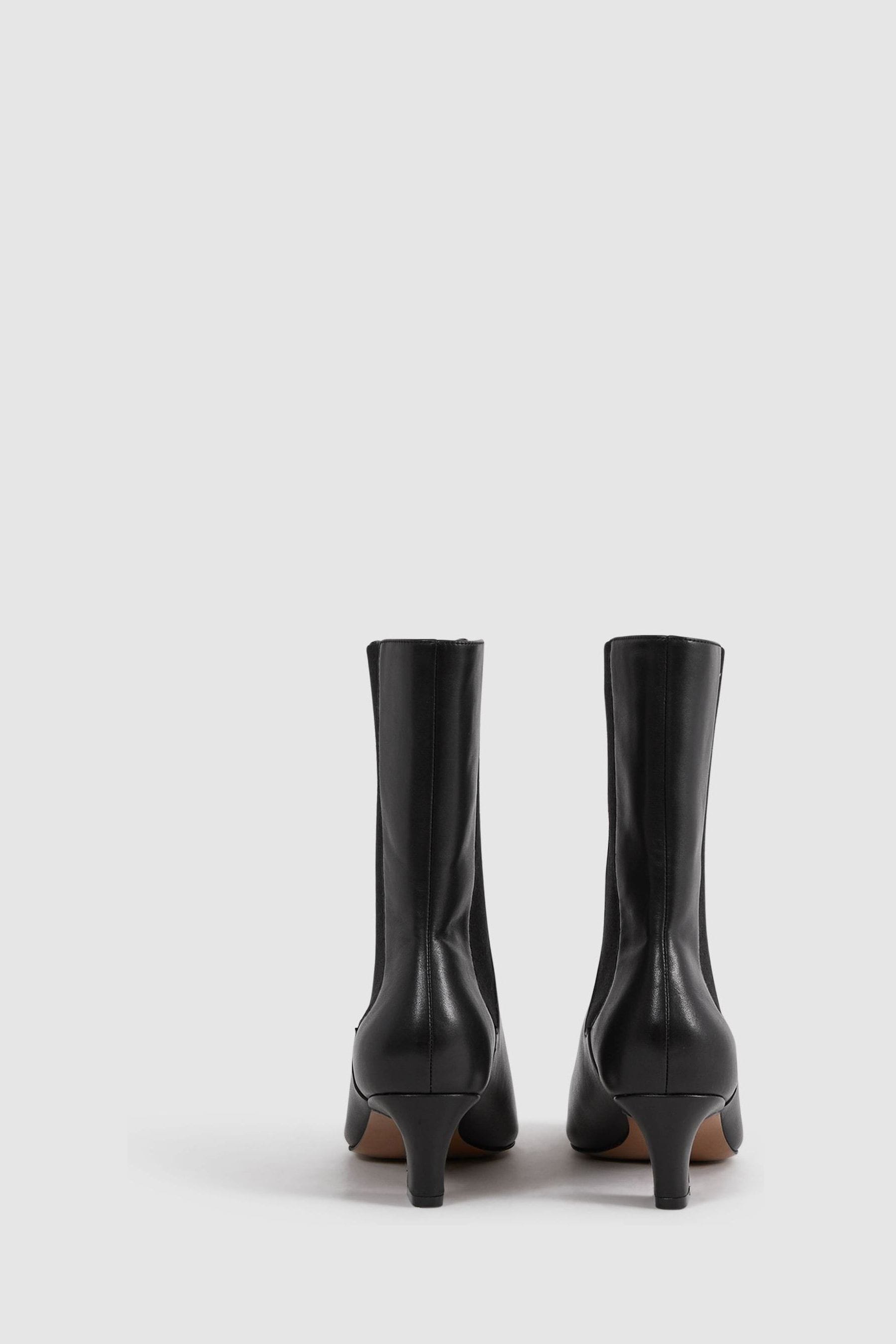 Black leather kitten heel boots best sale