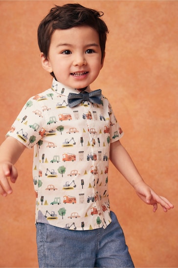 Multi Short Sleeve Shirt And Bow Tie Set (3mths-7yrs)