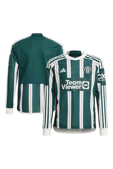 adidas Green Manchester United Away Long Sleeve FootBall T-Shirt Kids
