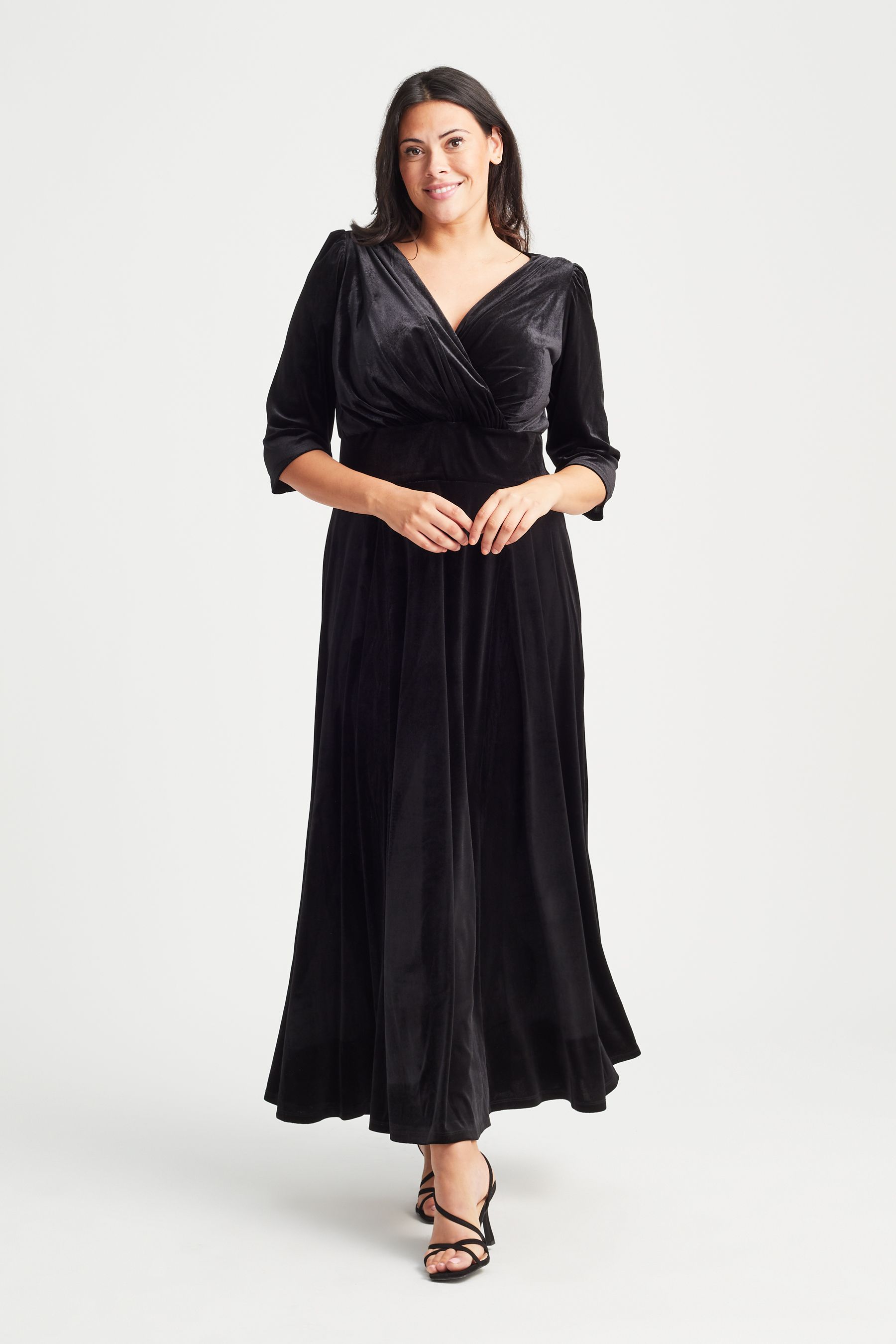 Black velvet maxi dress uk best sale