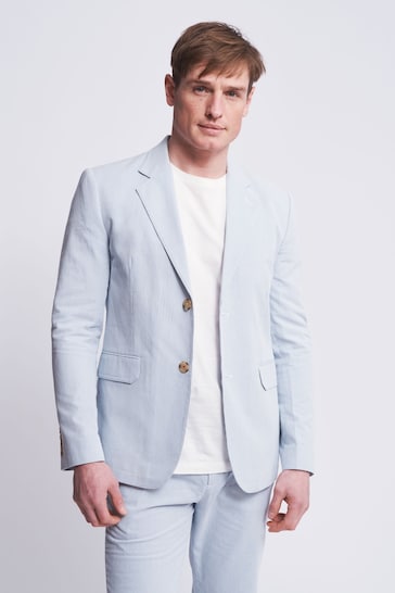 Aubin Blue/White Pasmore Linen Blend Blazer