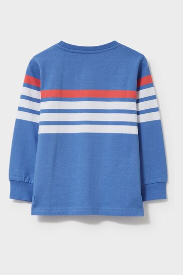 Crew Clothing pull-overs Company Bright Blue Stripe Cotton Casual T-Shirt