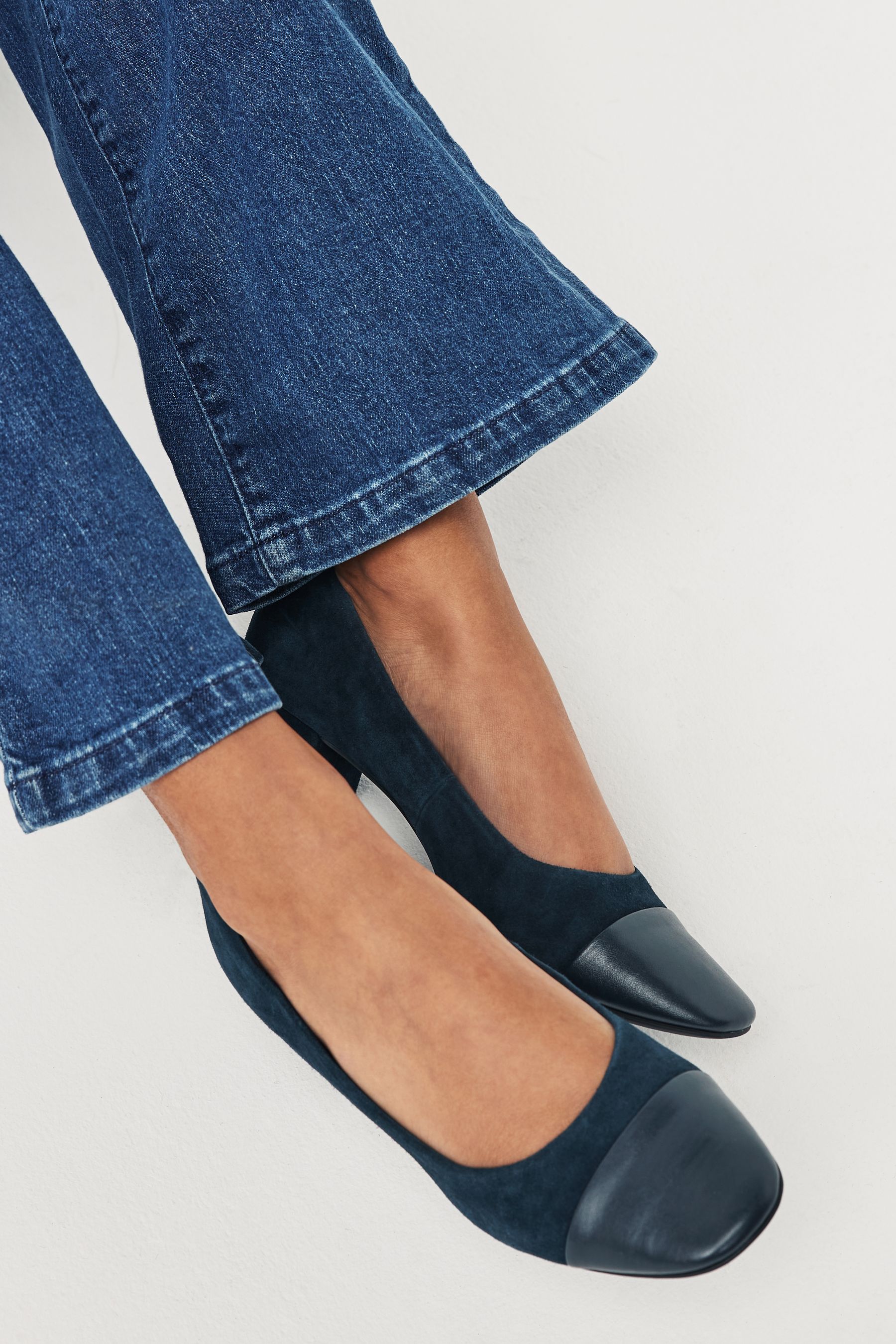 Navy leather best sale block heel shoes