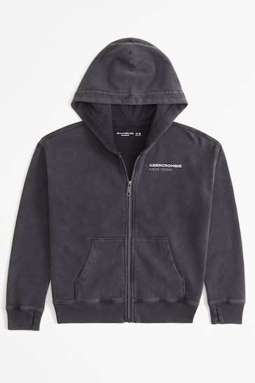 Abercrombie & Fitch Grey Zip-Through Logo Hoodie
