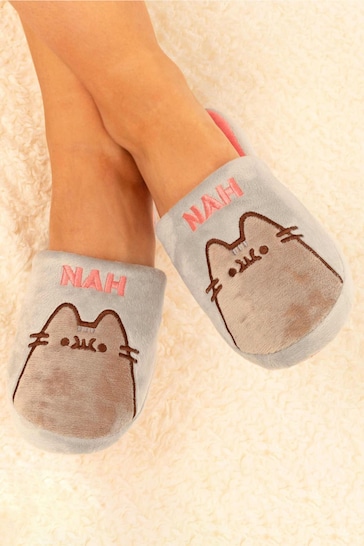 Vanilla Underground Grey Pusheen Cat Womens Mule Slippers
